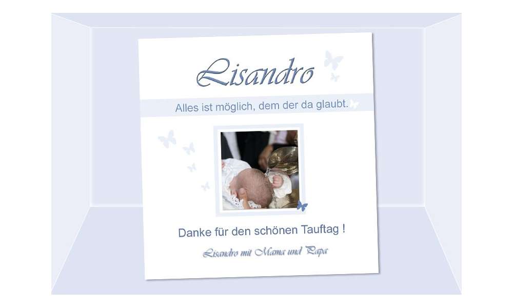 Danksagung Taufe "Lisandro", Taufkarte, Fotokarte 10x10 cm, beige