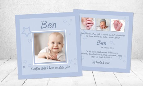Babykarte, Danksagung Geburt "Zauberstern"