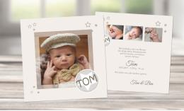 Babykarte, Danksagung Geburt "Button"