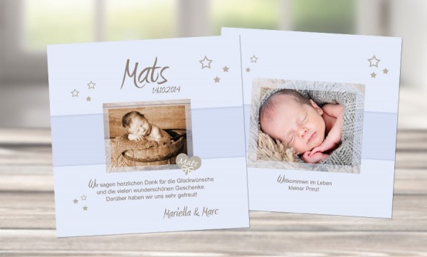 Babykarte, Danksagung Geburt "verträumter Bengel", shabby chic