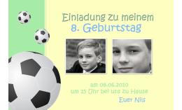 Einladung Kindergeburtstag "Fußball", Fotokarte 10x15 cm