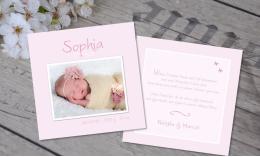 Babykarte, Danksagung Geburt "Valentina", zweiseitig Quadrat