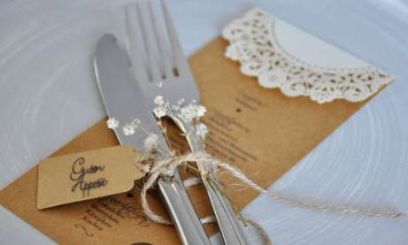 Menükarte Hochzeit Vintage Lasercut