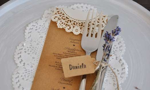 Menükarte Hochzeit Vintage Lasercut