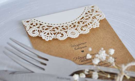 Menükarte Hochzeit Vintage Lasercut