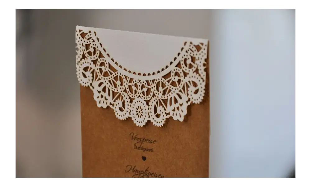 Menükarte Hochzeit Vintage Lasercut
