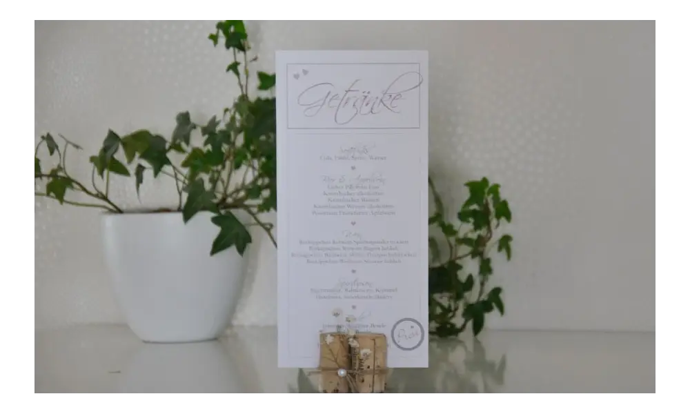 Menükarte Hochzeit Din Lang