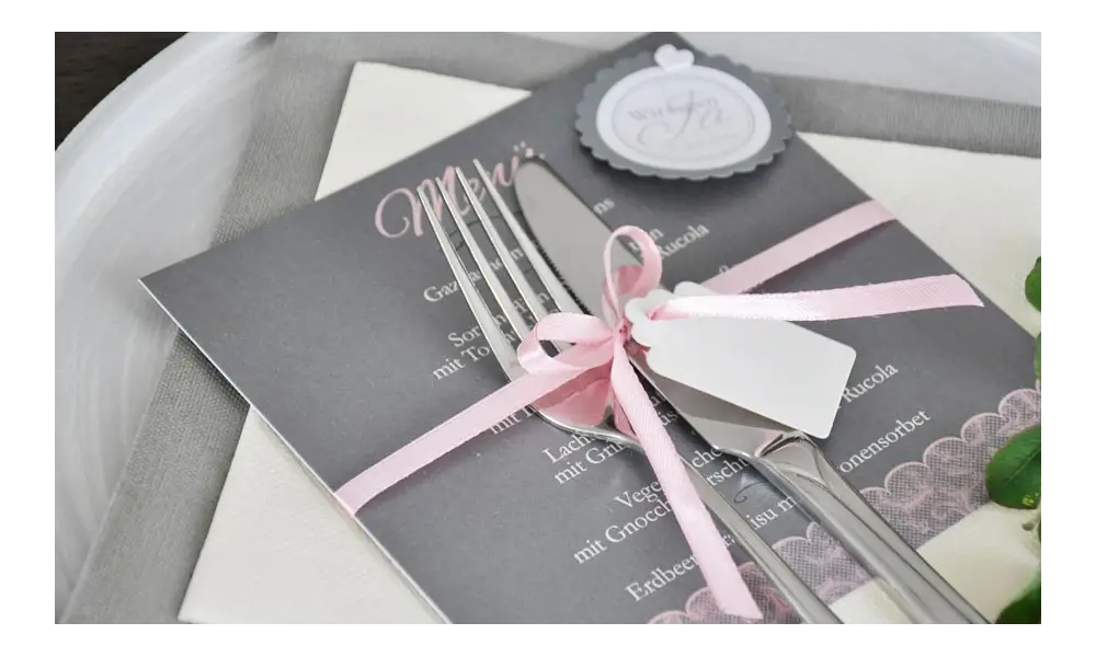 Menükarte Hochzeit quadratisch