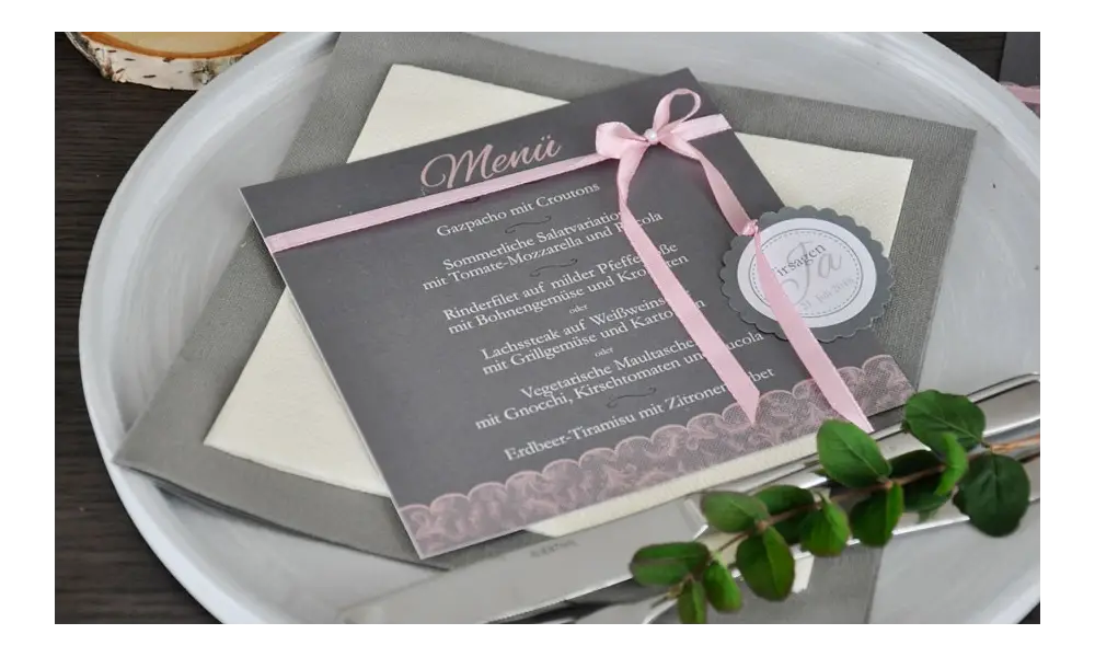 Menükarte Hochzeit quadratisch