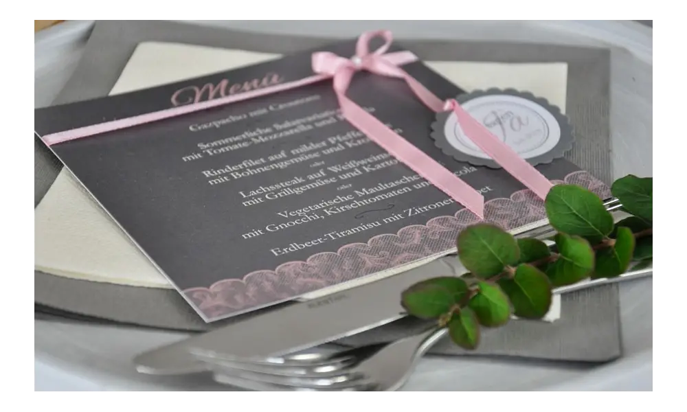 Menükarte Hochzeit quadratisch