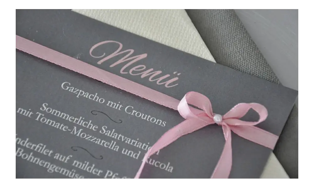 Menükarte Hochzeit quadratisch