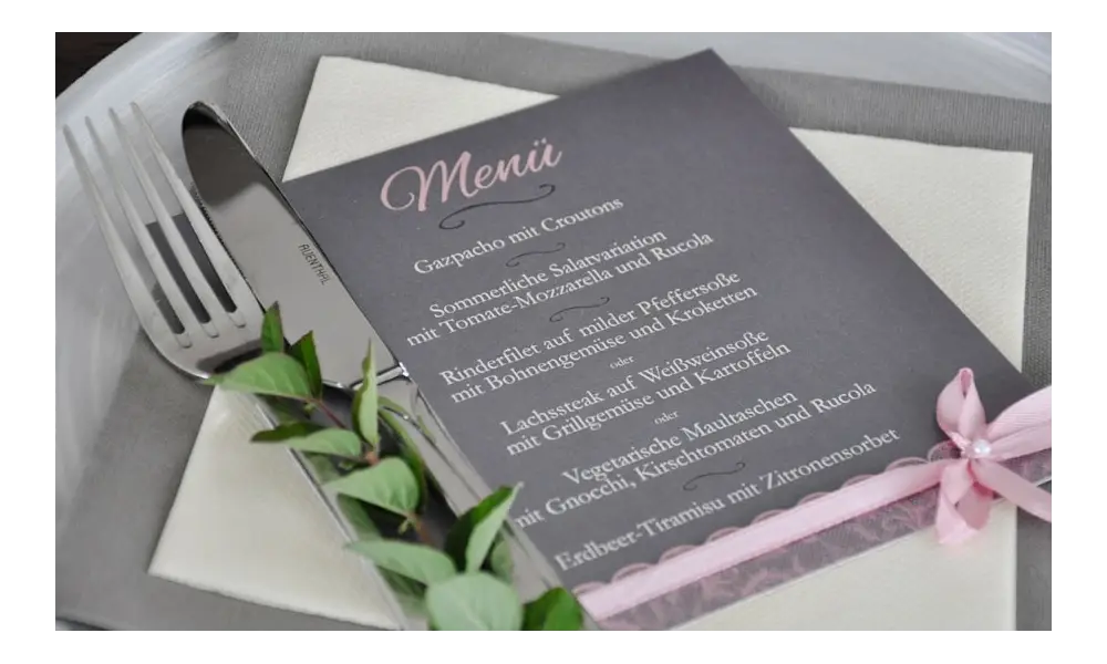 Menükarte Hochzeit quadratisch
