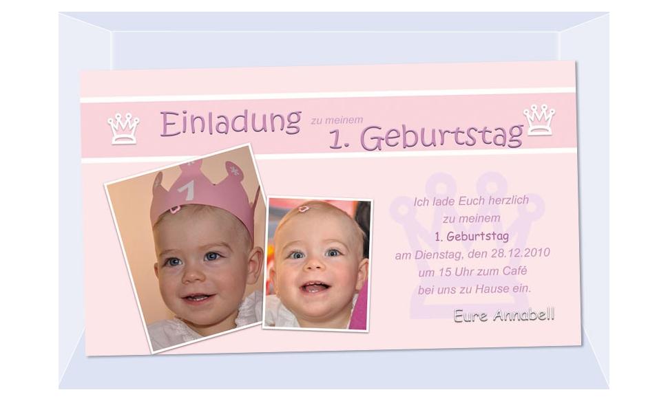 Einladung Kindergeburtstag "Prinzessin", Fotokarte 10x18 cm, rosa