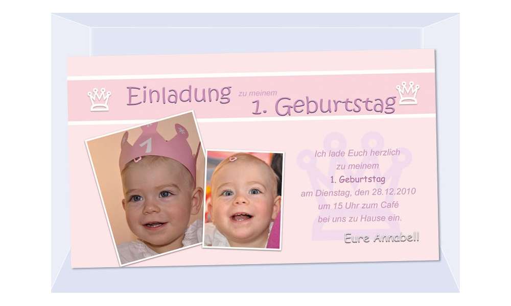 Einladung Kindergeburtstag "Prinzessin", Fotokarte 10x18 cm, rosa