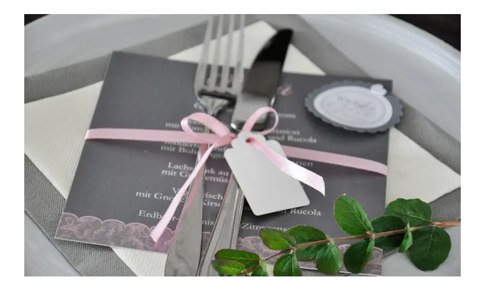 Menükarte Hochzeit quadratisch