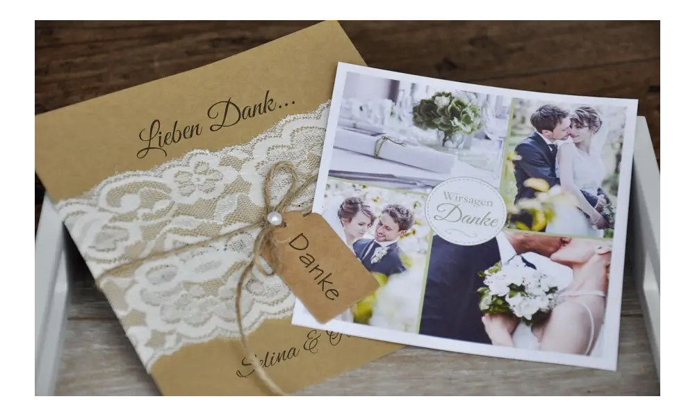 Danksagungskarten Hochzeit Vintage Spitze
