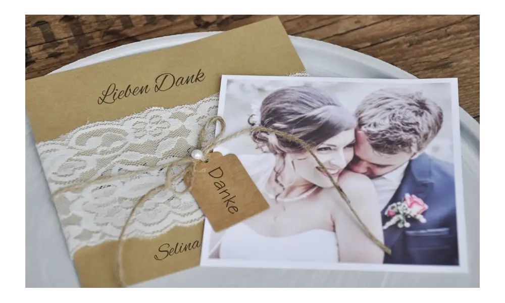 Danksagungskarten Hochzeit Vintage Spitze