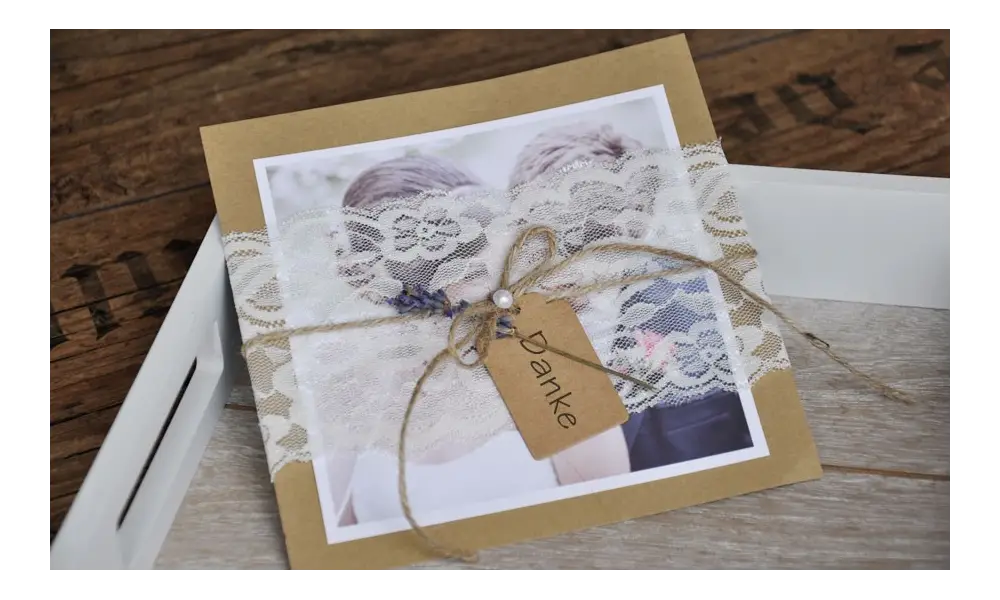 Danksagungskarten Hochzeit Vintage Spitze