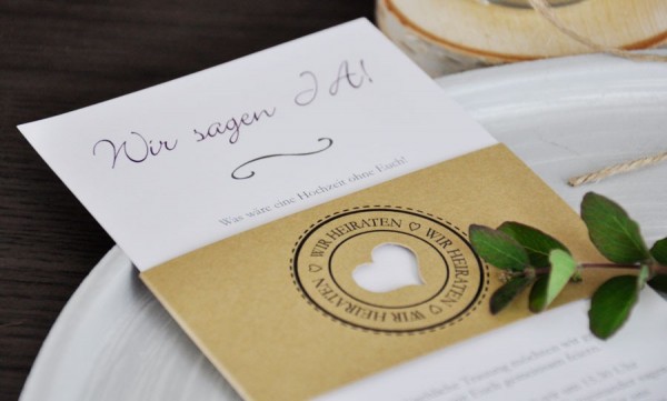 Moderne Hochzeitseinladung "Diy Kraftpapier Banderole"