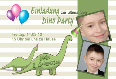 Einladung Kindergeburtstag "Dino", Fotokarte 10x15 cm