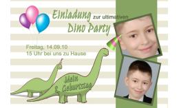 Einladung Kindergeburtstag "Dino", Fotokarte 10x15 cm