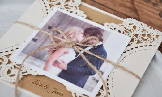 Dankeskarten Hochzeit Vintage Spitze