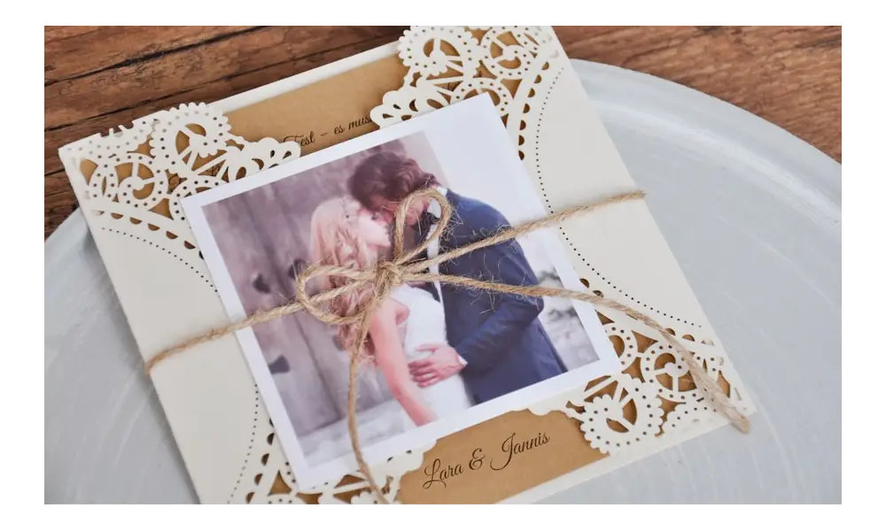 Dankeskarten Hochzeit Vintage Spitze