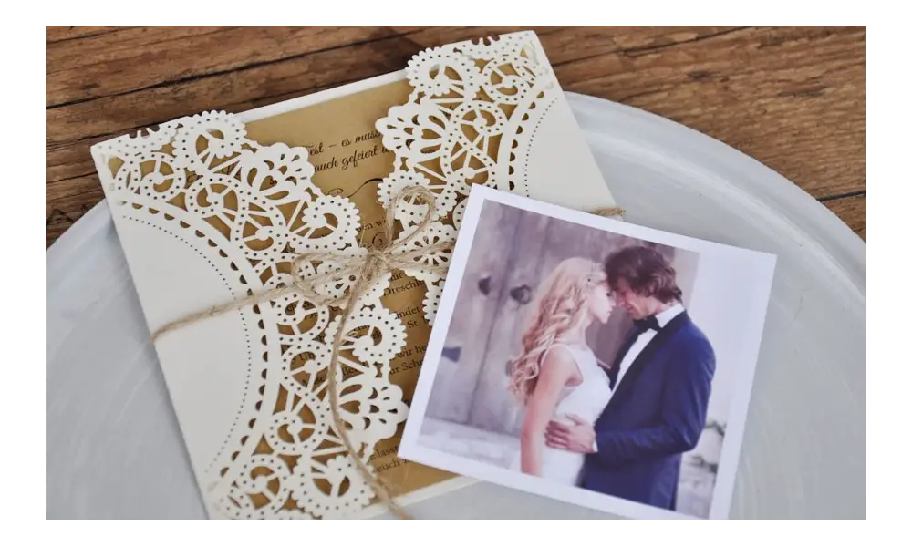 Dankeskarten Hochzeit Vintage Spitze