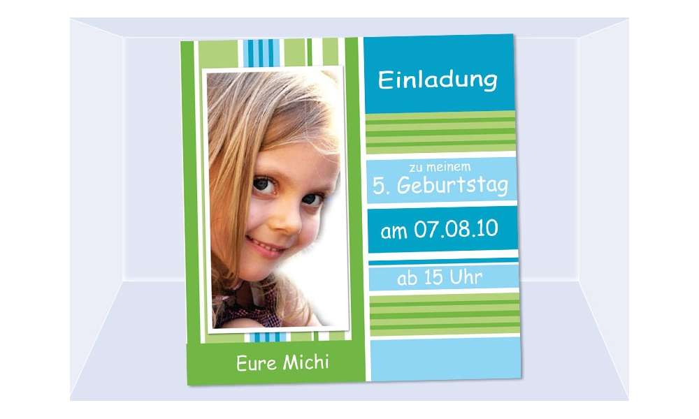 Einladung Kindergeburtstag "Michi", Fotokarte 10x10 cm