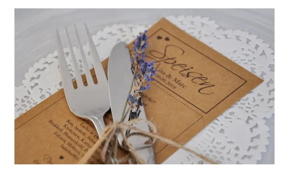 Menükarte Hochzeit Kraftpapier