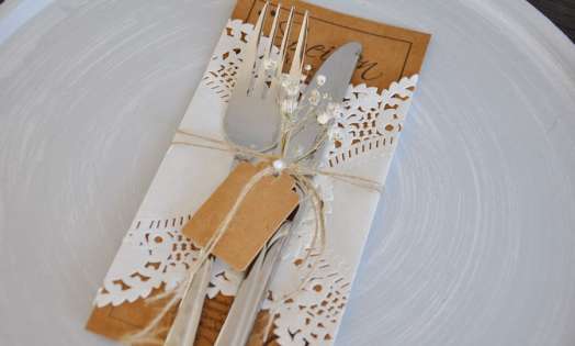 Menükarte Hochzeit Kraftpapier