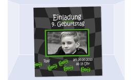 Einladung Kindergeburtstag "Autorennen", Fotokarte 10x10 cm