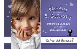 Einladung Kindergeburtstag "Mädchen", Fotokarte 10x15 cm, lila