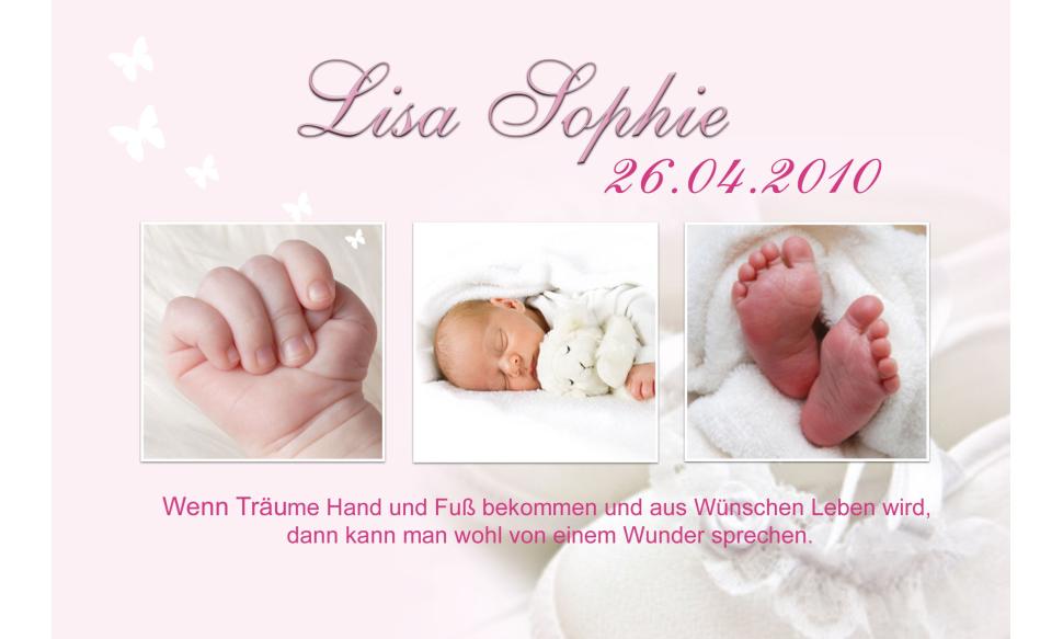Geburtsanzeige "Babyschühchen", Karte Geburt, 10x15 cm, rosa