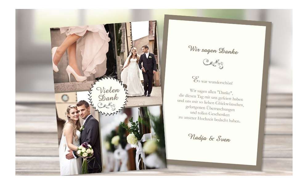 Dankeskarte Hochzeit, "Liebesglück" grün