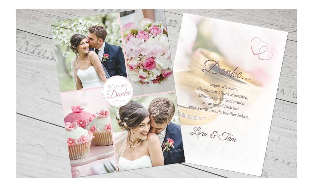 Dankeskarte Hochzeit, "Liebesglück" grün