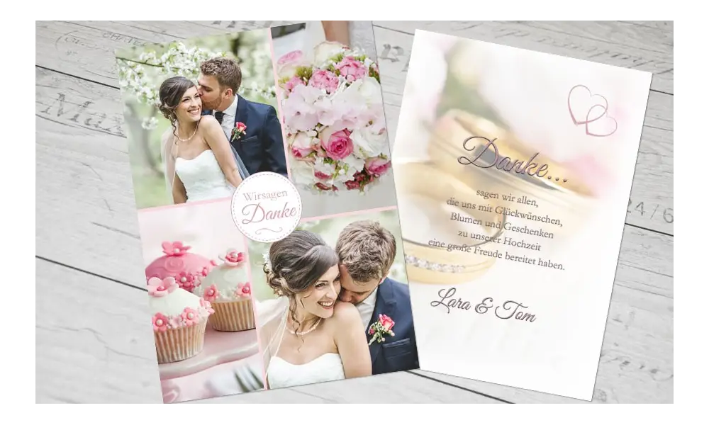 Dankeskarte Hochzeit, "Liebesglück" grün