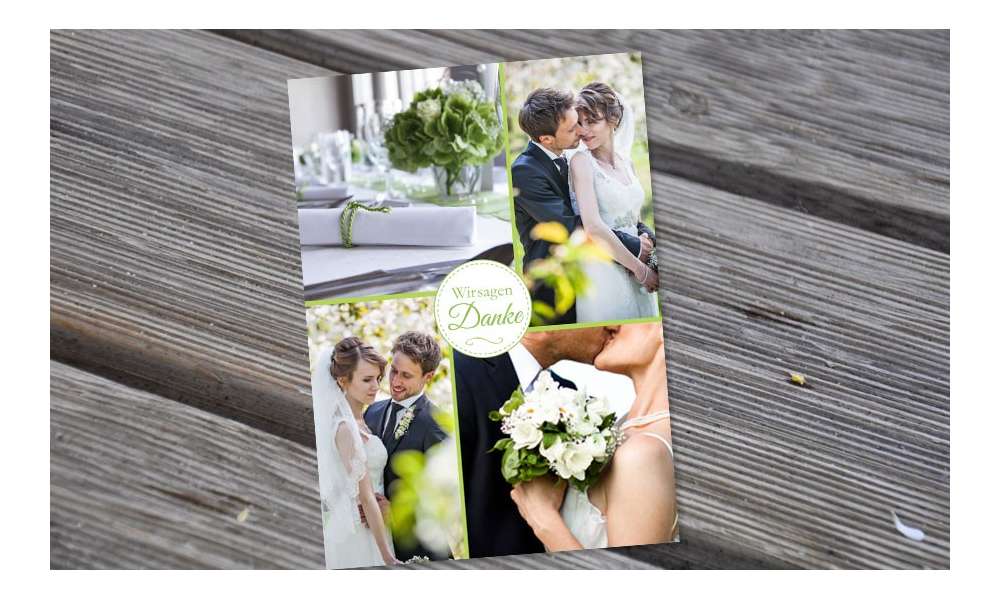Dankeskarte Hochzeit, "Liebesglück" grün