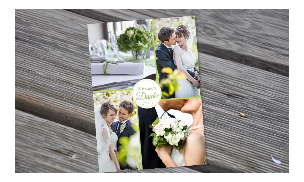 Dankeskarte Hochzeit, "Liebesglück" grün