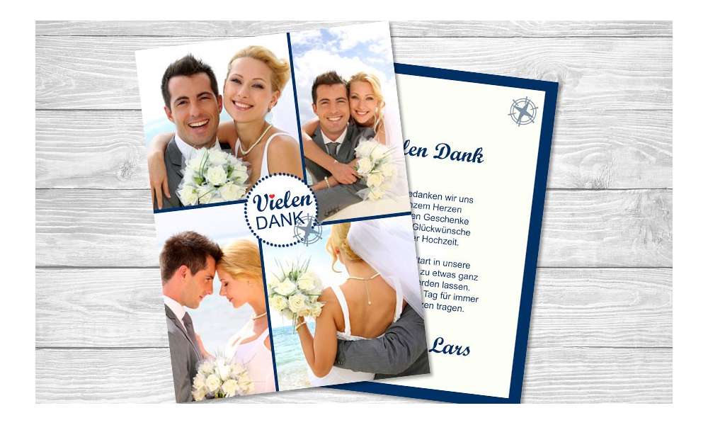 Dankeskarte Hochzeit, "Liebesglück" grün