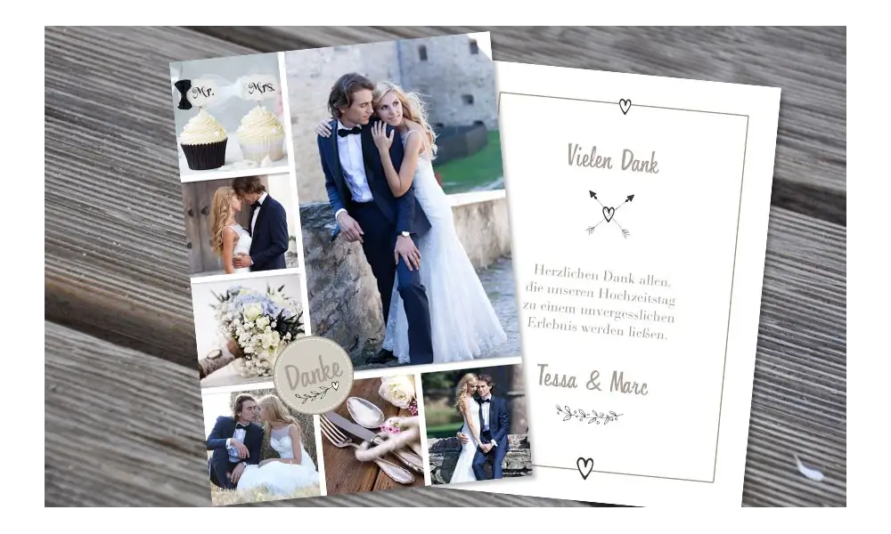 Danksagungskarten Hochzeit "Dankesbutton"