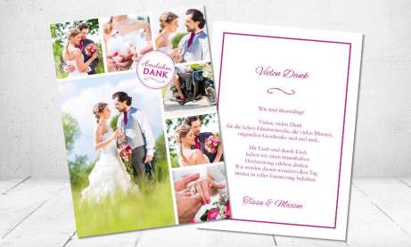 Danksagungskarten Hochzeit "Dankesbutton"