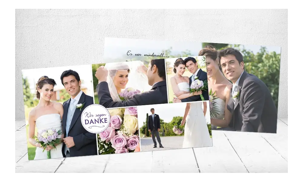 Danksagungskarte Hochzeit "Wir sagen Danke" altrosa