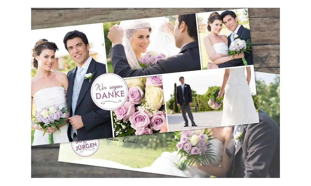Danksagungskarte Hochzeit "Wir sagen Danke" altrosa
