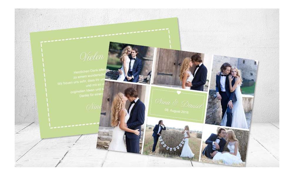 Danksagungskarte Hochzeit, "Herz" taupe