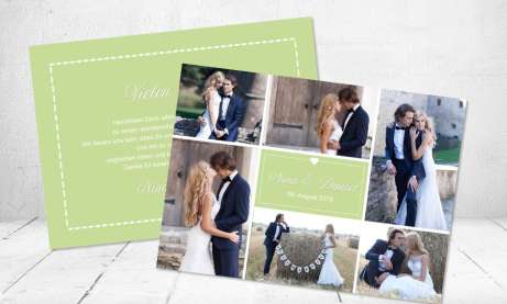 Danksagungskarte Hochzeit, "Herz" taupe