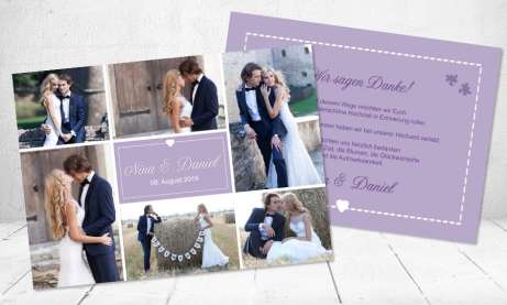 Danksagungskarte Hochzeit, "Herz" taupe