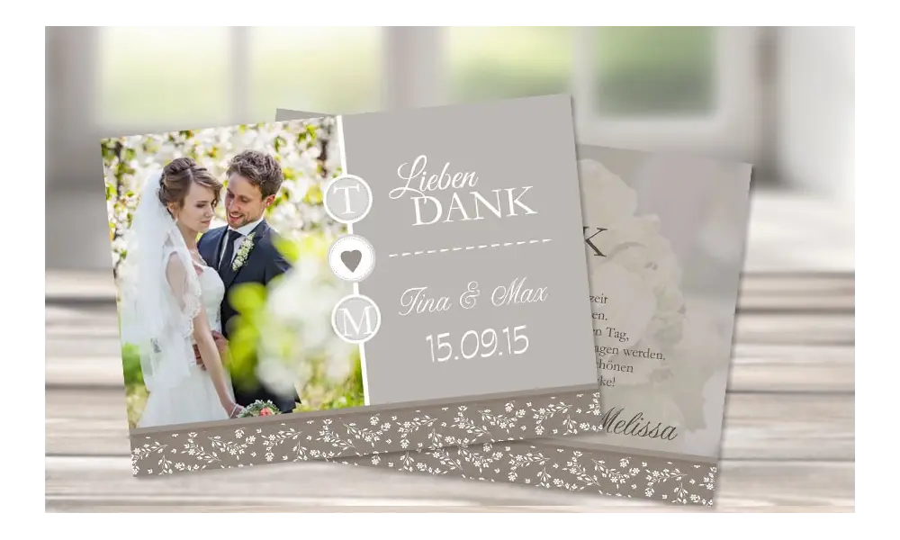 Danksagungskarte Hochzeit, "Verliebt"