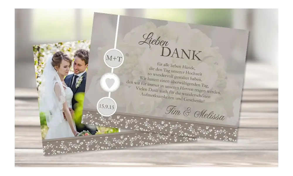 Danksagungskarte Hochzeit, "Verliebt"