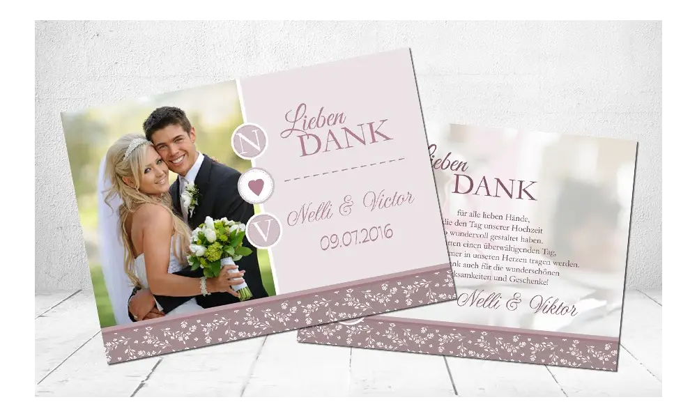 Danksagungskarte Hochzeit, "Verliebt"